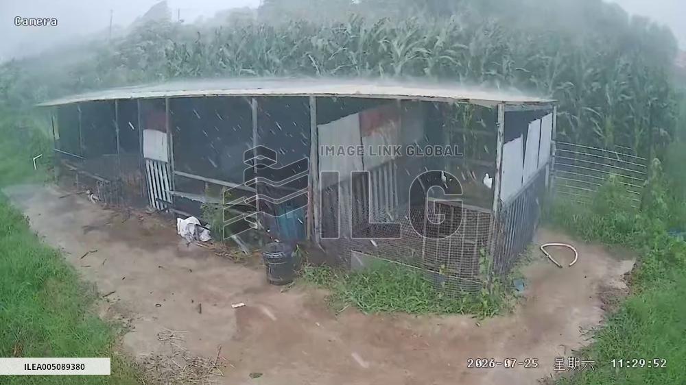 China: Strong Winds Blow Away Shed in Shandong