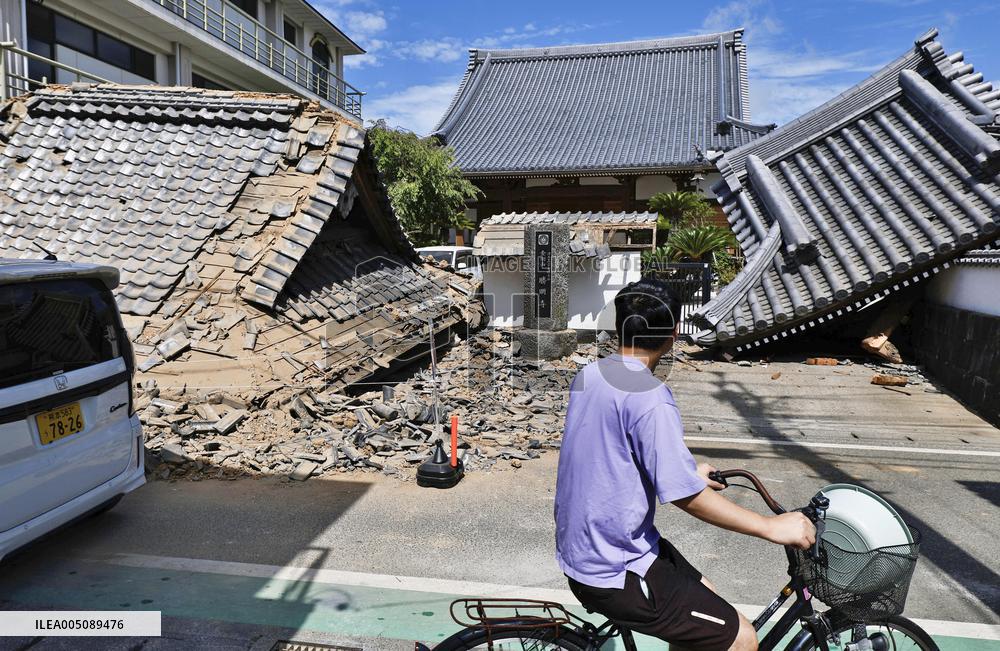 Aftermath of strong earthquake in Kumamoto
