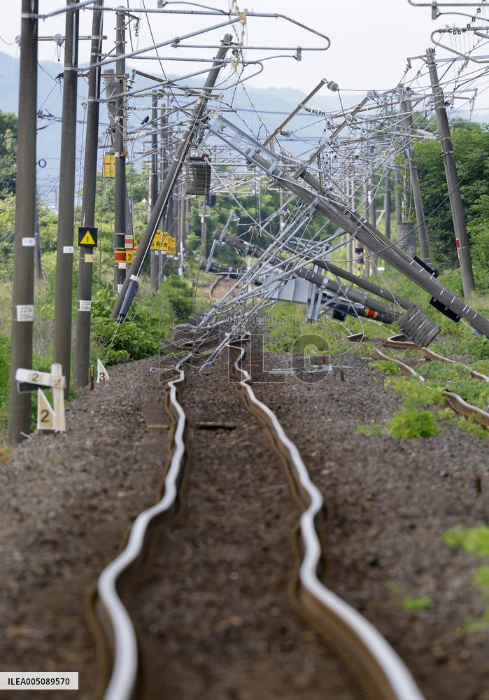 Aftermath of strong earthquake in Kumamoto