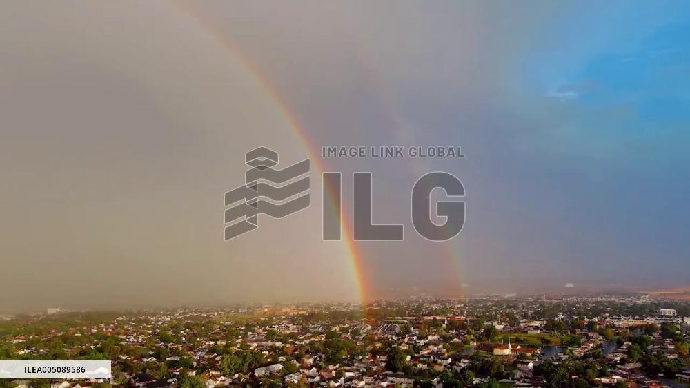 US: Double Full-Arc Rainbow Spotted Over Magna, Utah