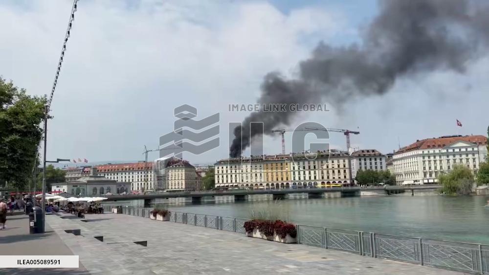 Switzerland: Rooftop Fire Erupts in Central Geneva 2