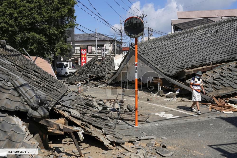 Aftermath of strong earthquake in Kumamoto