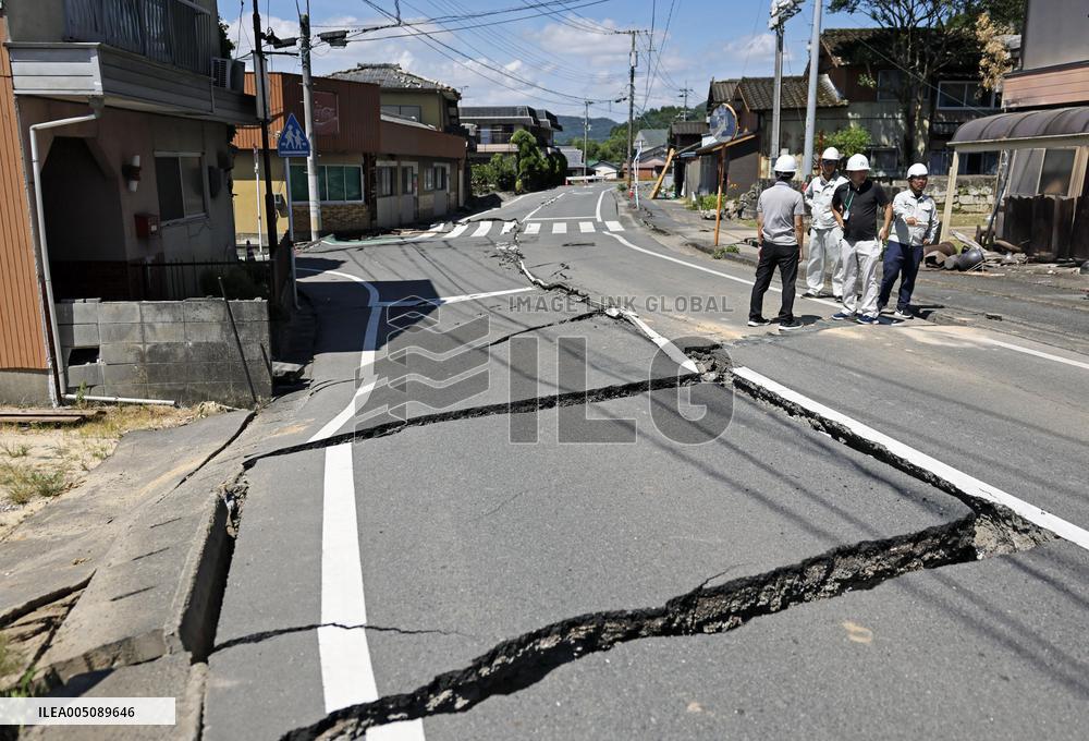 Aftermath of strong earthquake in Kumamoto