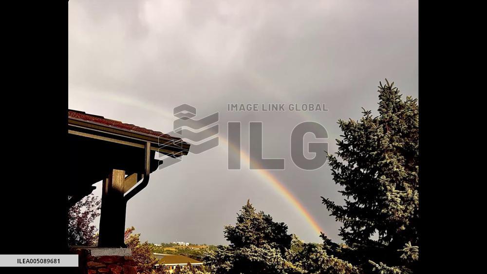 US: Double Rainbow Appears Over Golden After Storm Delays Rockies Game at Coors Field