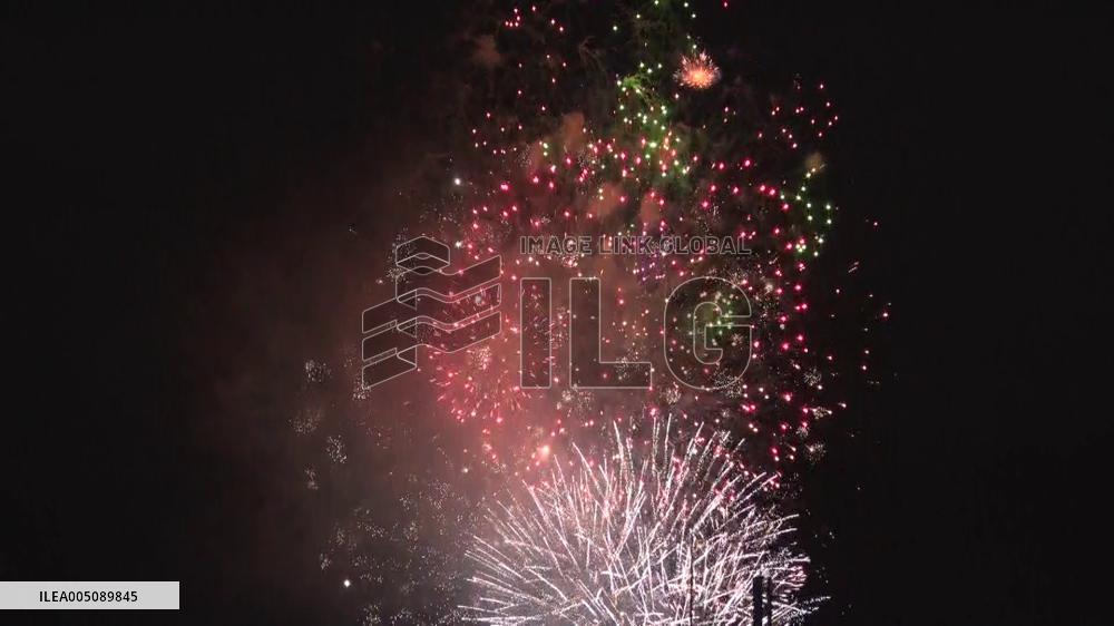 Fireworks over Sumida River in Tokyo
