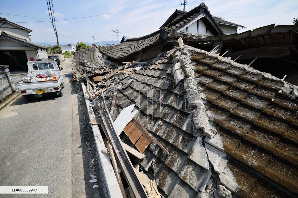 Aftermath of strong earthquake in Kumamoto
