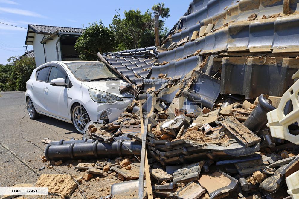 Aftermath of strong earthquake in Kumamoto