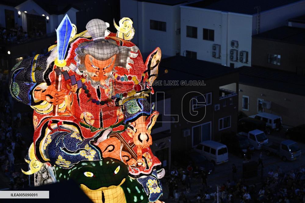 Doll-like lantern parade in northeastern Japan