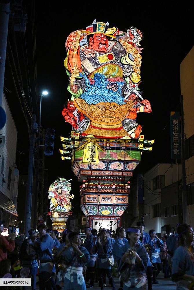 Doll-like lantern parade in northeastern Japan