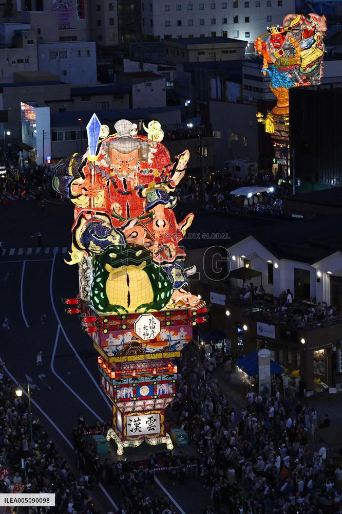Doll-like lantern parade in northeastern Japan