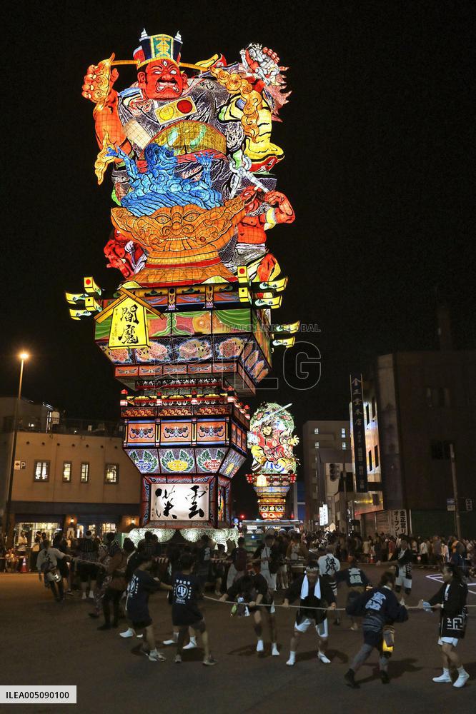Doll-like lantern parade in northeastern Japan