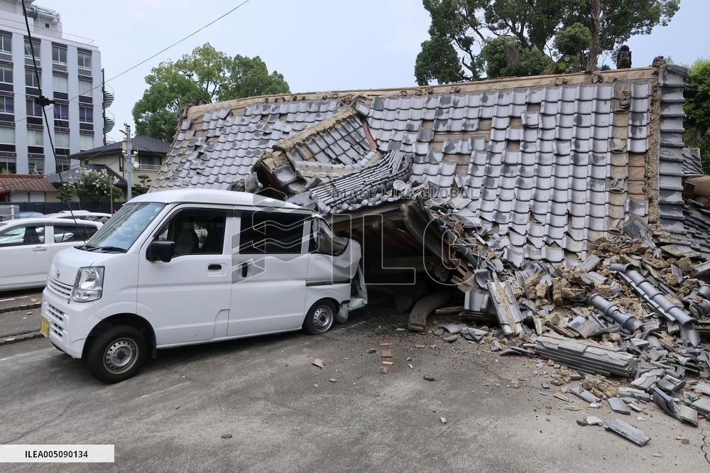 Aftermath of strong earthquake in Kumamoto
