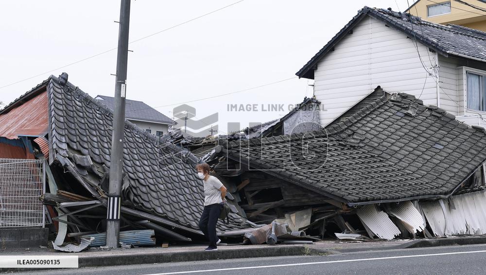 Aftermath of strong earthquake in Kumamoto