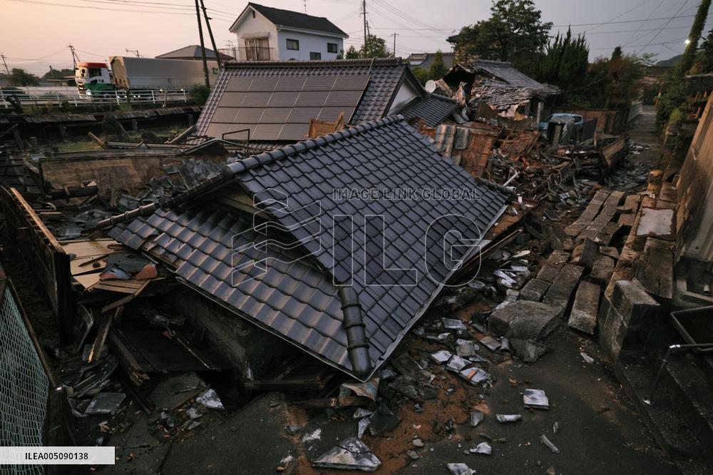 Aftermath of strong earthquake in Kumamoto