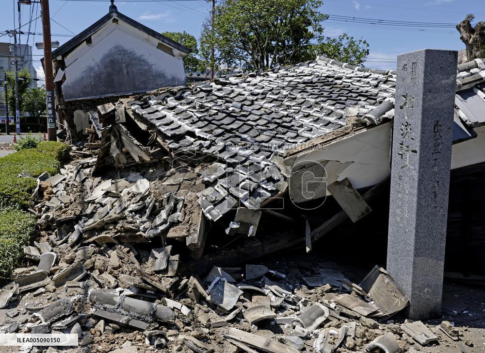 Aftermath of strong earthquake in Kumamoto