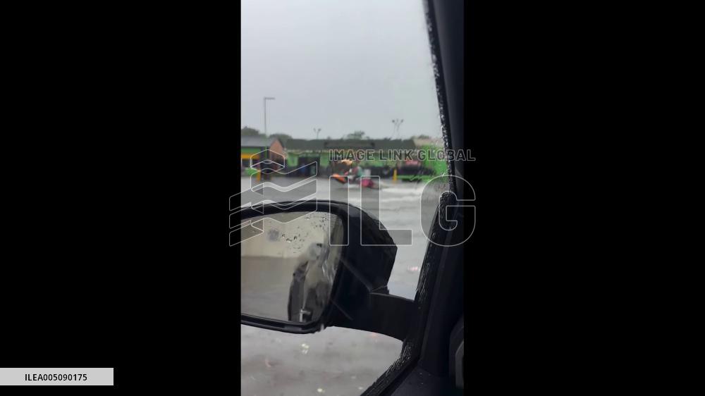 US: Man Rides Jet Ski Through Flooded Streets in Norfolk