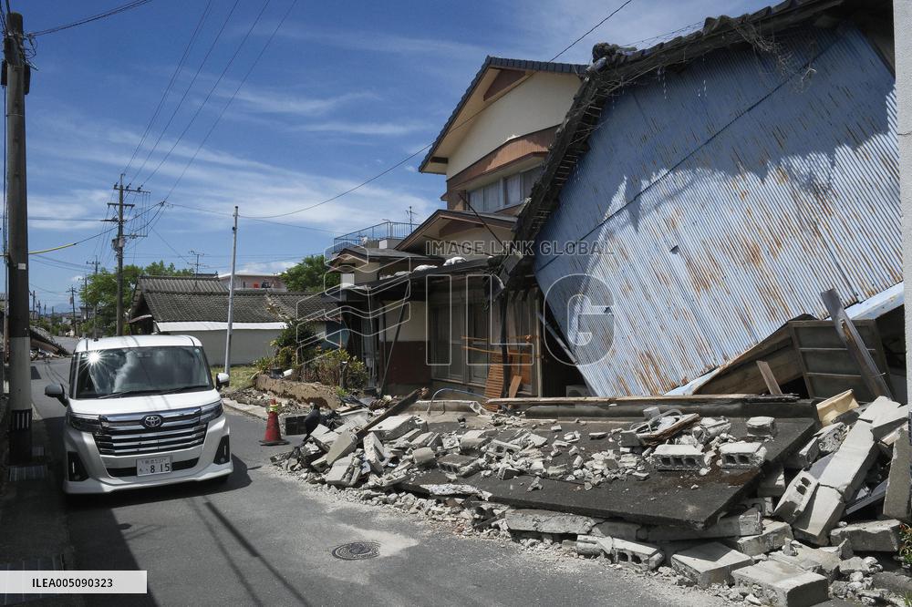 Aftermath of strong earthquake in Kumamoto