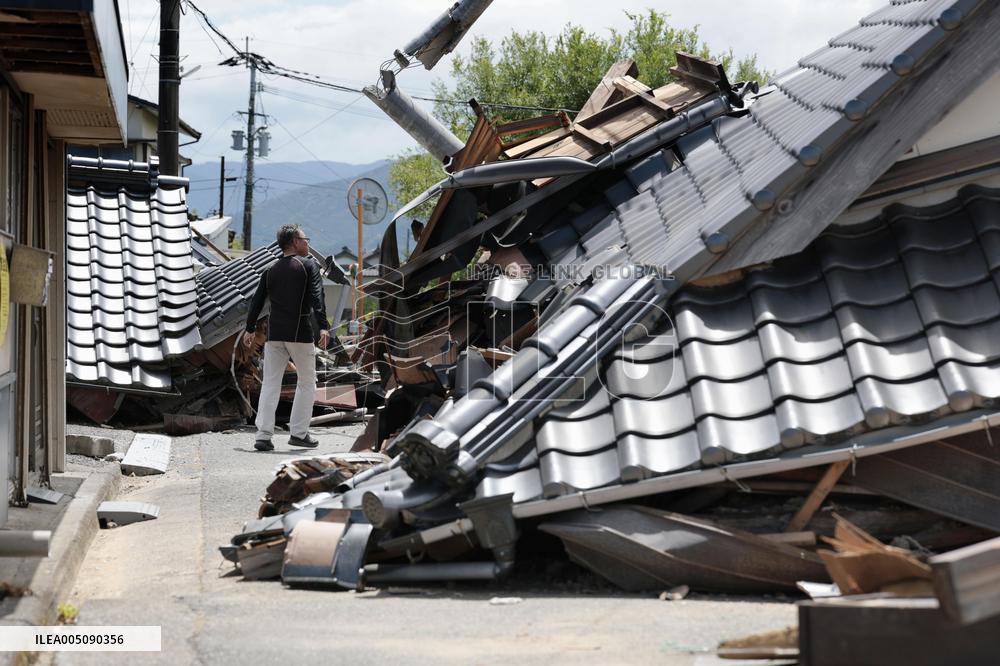 Aftermath of strong earthquake in Kumamoto