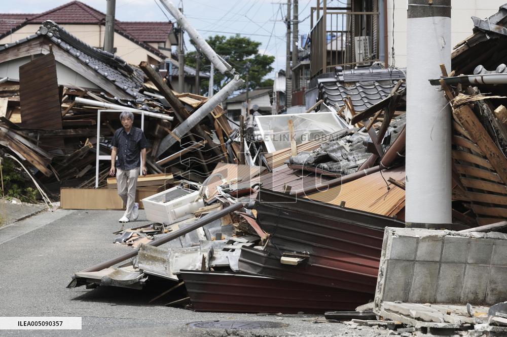 Aftermath of strong earthquake in Kumamoto