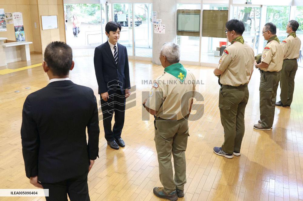 Prince Hisahito joins boy scout event in western Japan