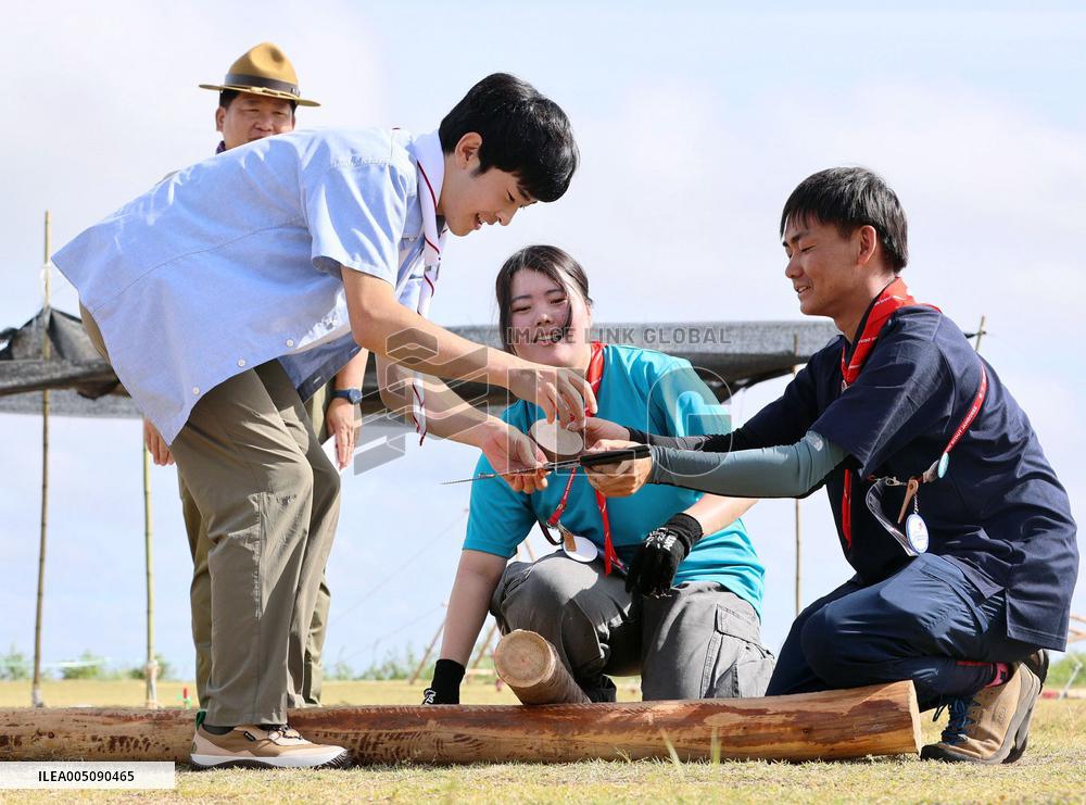 Prince Hisahito joins boy scout event in western Japan