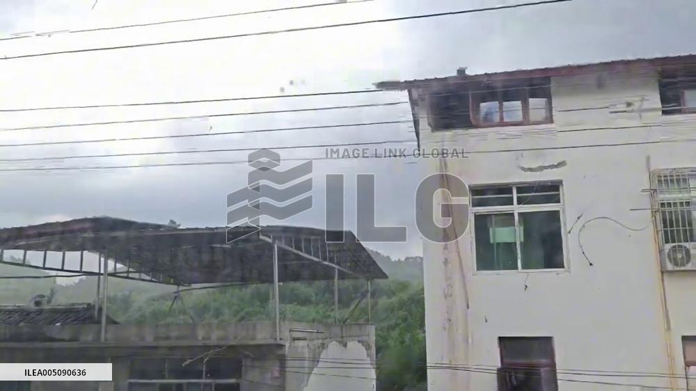 China: Typhoon Winds Rip Metal Roofs off Homes in Sichuan