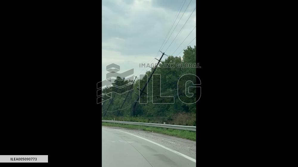 US: Severe Storms Topple Power Poles Along Highway in Columbus, Ohio