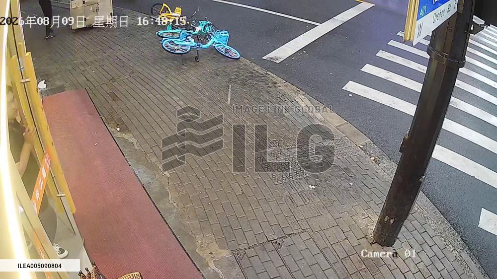 China: Typhoon Winds Shatter Glass Door in Shanghai