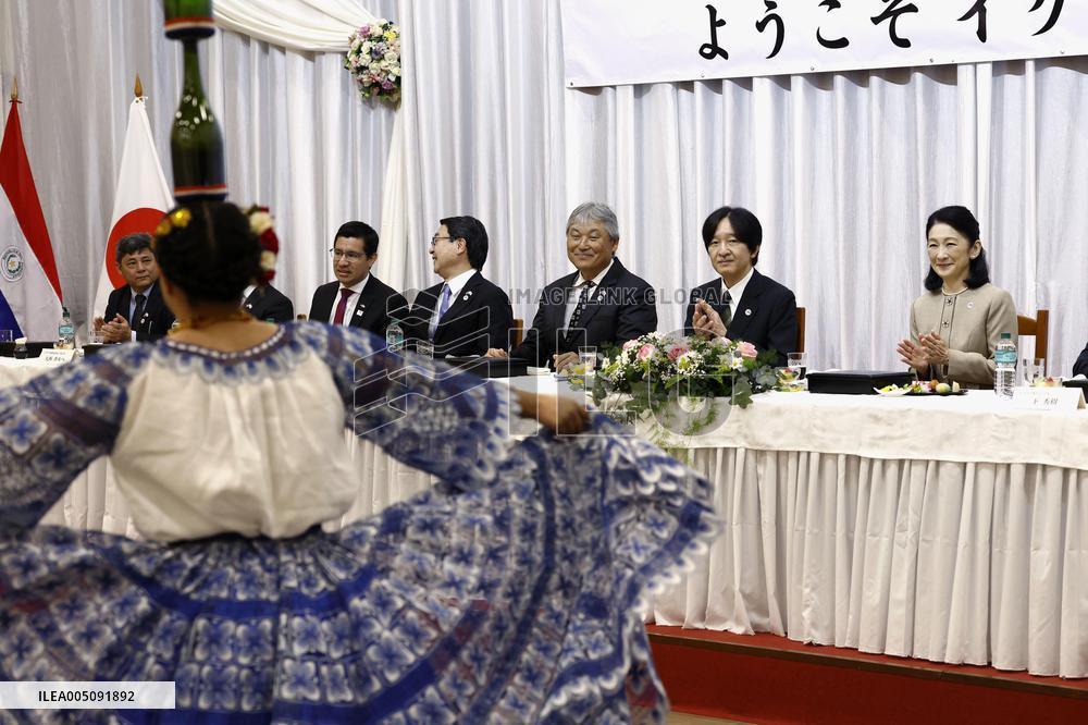 CORRECTED: Japan crown prince, crown princess in Paraguay