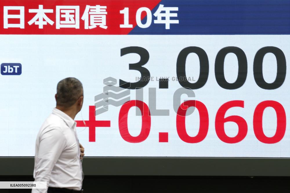 Japan 10-year gov't bond yield hits 3.000%
