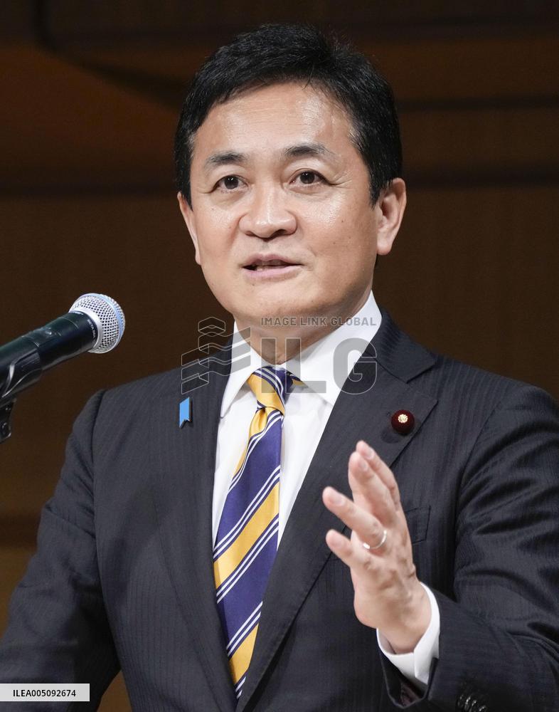 Japan's opposition party incumbent head Tamaki re-elected