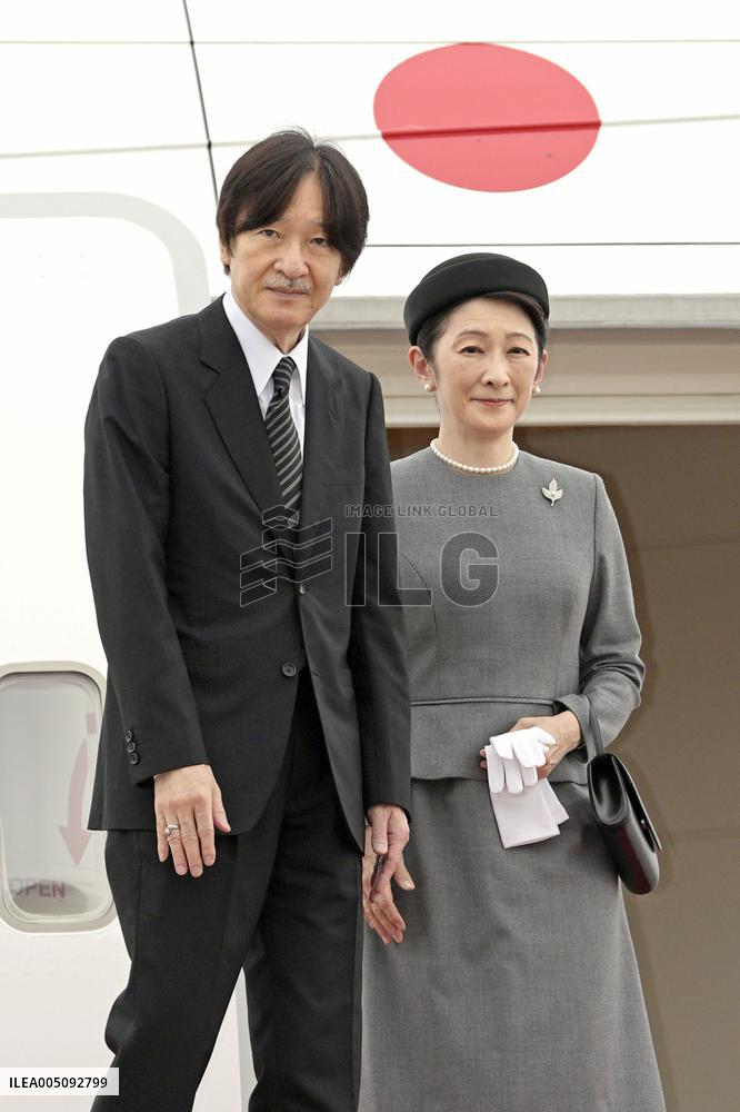 Japan's Crown Prince Fumihito departs for Norway