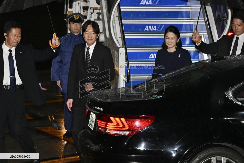 Japan's Crown Prince Fumihito return from Norway