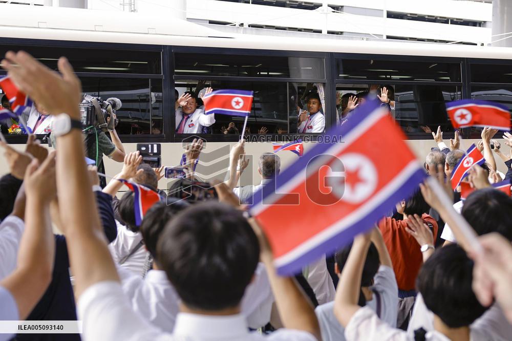 N. Korean athletes arrive in Japan for Asian Games