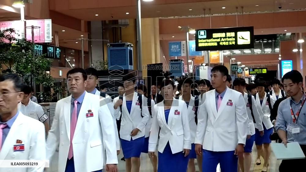 [Breaking News]N. Korean athletes arrive in Japan for Asian Games