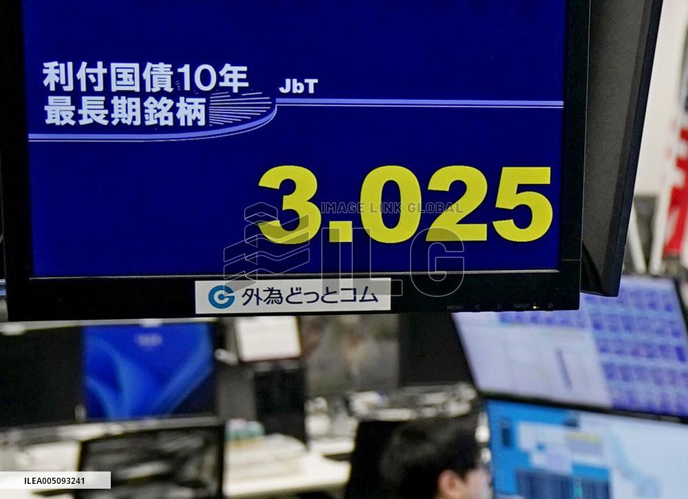 Japan's 10-year gov't bond yield hits 30-year high